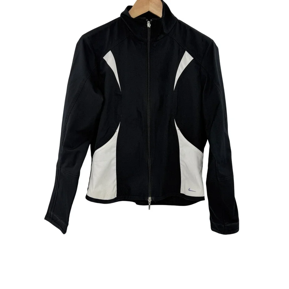 Nike Kids Girls M 8-10 Black White Athletic Track Jacket Full Zip